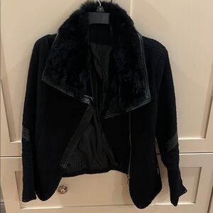 Women's Black Faux Fur Collar Jacket